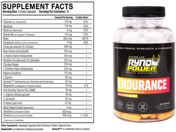 RYNO POWER ENDURANCE STIMULANT-FREE ENERGY SUPPLEMENT