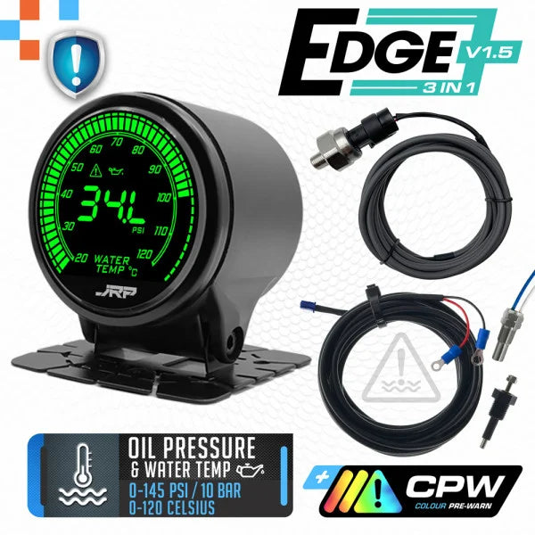 JRP Edge 3in1 Oil Pressure + Water Temp & Low Coolant Gauge 52mm